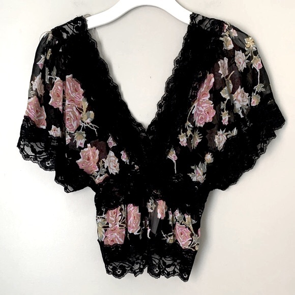 Seductions XS deep V floral lace top - Picture 8 of 11